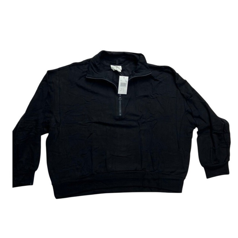 Lou & Grey Black Signaturesoft Plush Quarter Zip Pullover Sweatshirt XL New